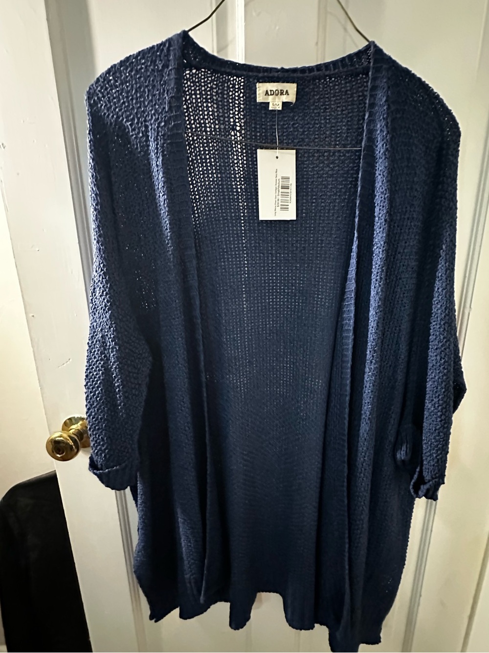 ADORA Dark Navy Open-Front Lightweight Knit Cardigan